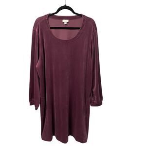J. Jill Pure Jill Long Sleeve Velour Dress in Huckleberry Purple Womens 3X